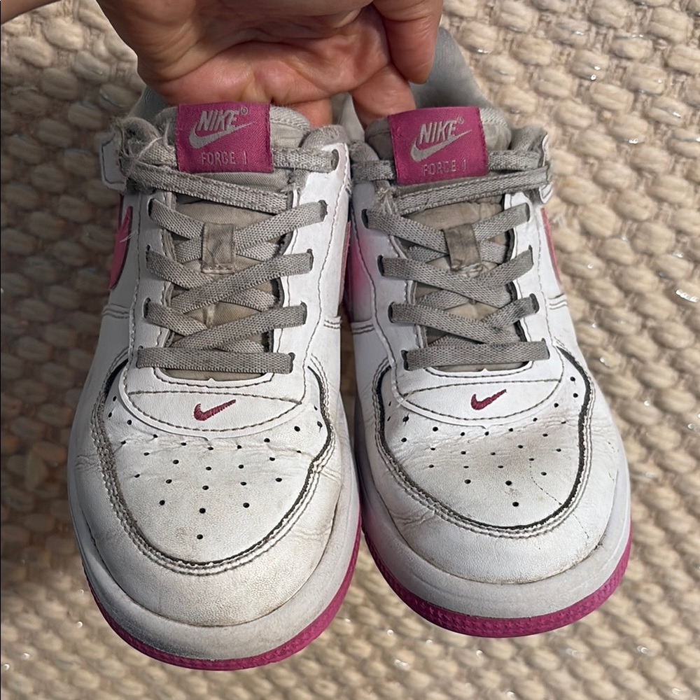 Nike White and Pink Classic Sneakers